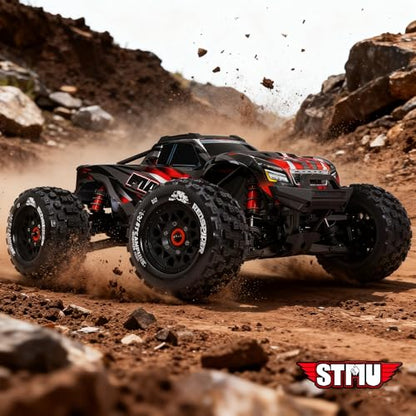 1/10 Scale RC Truck Tires 2.8inch Tire and Wheels with 12mm/14mm Hexes fit Stampede Arrma Big Rock Granite VORTEKS 3S Traxxas Slash, Stampede Rustler, Hoss (Black) - color: Black