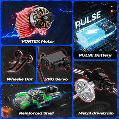 JM Racing 1:12 RC Car, 40KPH 4WD Off-Road Monster Truck for Adults and Kids | Rechargeable Battery, Waterproof RTR Design, LED Lights, Spare Tire, All-Terrain Racing Toy for Boys, Teens and Hobby Drivers