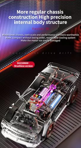 ZLL Beast SG216MAX High Performance 1/16 Scale 4WD RC Drift Car with Brushless Motor, LED Lights, Full Proportional Radio Control, Black