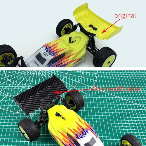 QUE-T 1/16 Tail Wing Carbon Fiber& Aluminium Rear Wing for Losi Mini-B RC Buggy Car Upgrade