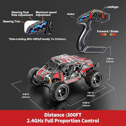 RC Cars 1/14 Brushless RC Car for Adults&Boys, Full Roll-Cage Frame, 4WD Fast Max 42mph, Remote Control RC Trucks for adults with Two 2S LiPo Batteries and Two sets of tires, Compatible with 3S LiPo