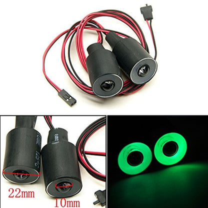QUE-T 22mm 2 Leds Angel Eyes & Demon Eyes LED Headlight/Back Light for 1:10 RC Model Crawler Cars, (Green + White, 22MM) - color: Green + White, size: 22MM