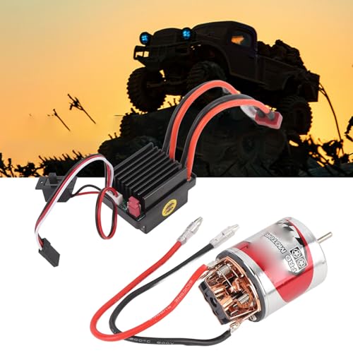 540 Brushed Motor Stainless Steel Case High Torsion 3 Slot Brushed Motor and ESC for Axial SCX10 AXI03007 1/10 RC Car (12T) - size: 12T, style: 12T