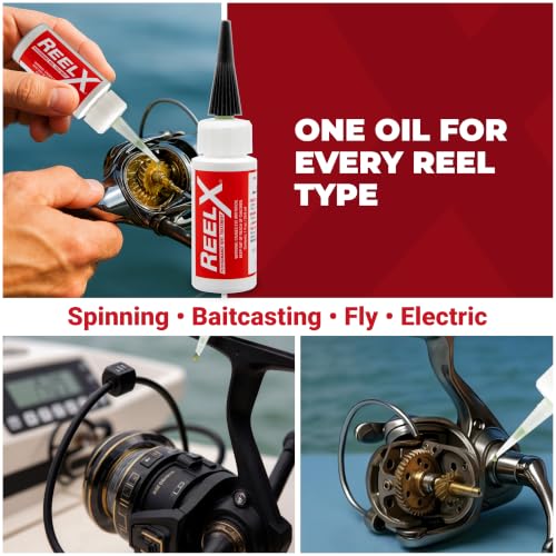 ReelX Fishing Reel Lubricant, Extreme-Pressure Anti-Corrosion Oil for Bearings, Spinning, Baitcasting, Spincast, Fly, Trolling & Electric Reels, Smooth Casting Saltwater Freshwater Protection, 1 oz