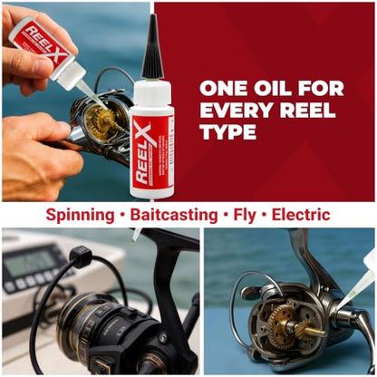 ReelX Fishing Reel Lubricant, Extreme-Pressure Anti-Corrosion Oil for Bearings, Spinning, Baitcasting, Spincast, Fly, Trolling & Electric Reels, Smooth Casting Saltwater Freshwater Protection, 1 oz