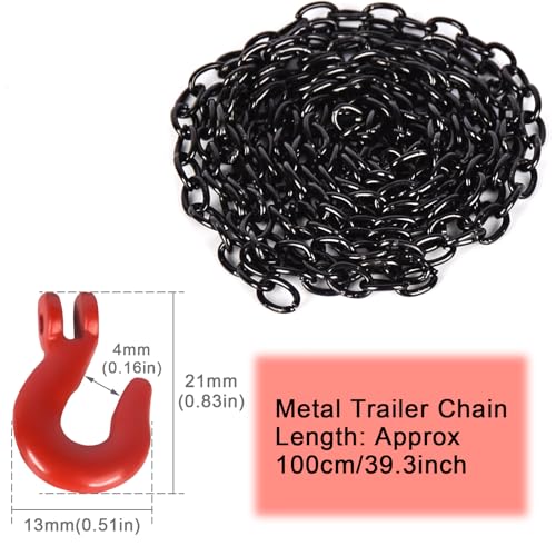 High-Simulation Metal Tow Hook + 100cm Chain Kit for 1/10 Scale RC Crawlers – Compatible with Traxxas TRX4, Axial SCX10 Series – Off-Road Recovery & Realistic Upgrade - color: Black