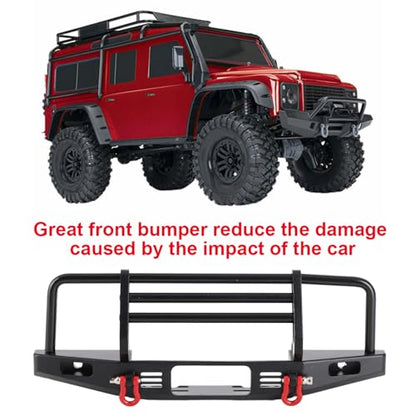Metal RC Car Front Bumper Adjustable Heavy Duty Protection Accessory for Defender Axial SCX10 SCX10 II 90046 90047 1/10 RC Crawler Car Black 200x60x68mm