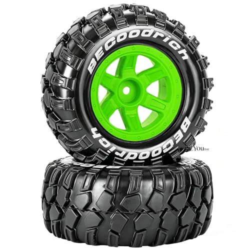 RC Wheels and Tires Off Road Monster Truck TRX E-REVO Summit HPI SAVAGEGT-2XS REDCAT Volcano-16 for 1/12 1/14 1/16 E-REVO RC 16208 16209 16210,Rc Plastic Wheels,Green - color: Green- (Rc Wheels Tires)