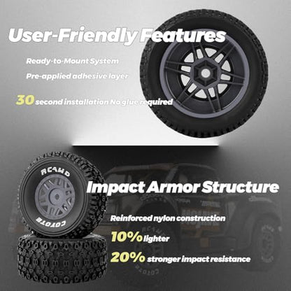 RCAWD Mojave Grom & 1/16 Slash 4X4 Pre-Glued Wheel Tire Sets, Balance Grip & Durability Nylon Rubber 12mm Hex Adapter 4mm for Traxxas & ARRMA Upgrade Parts All Terrain Adaptation 4pcs White - color: White