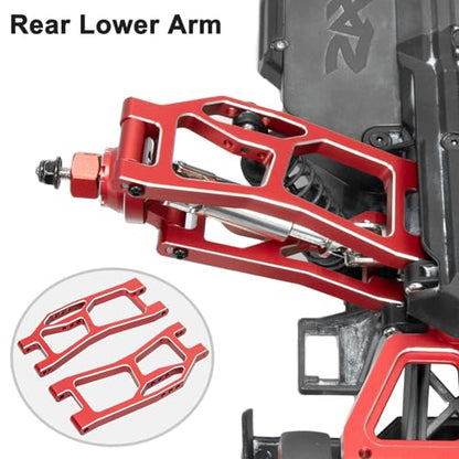 Aluminum 1/16 Suspension Arms Front Rear and Upper Lower Suspension Arms | for Traxxas 1/16 Mini XRT Monster Truck Upgrade, Red - color: Red