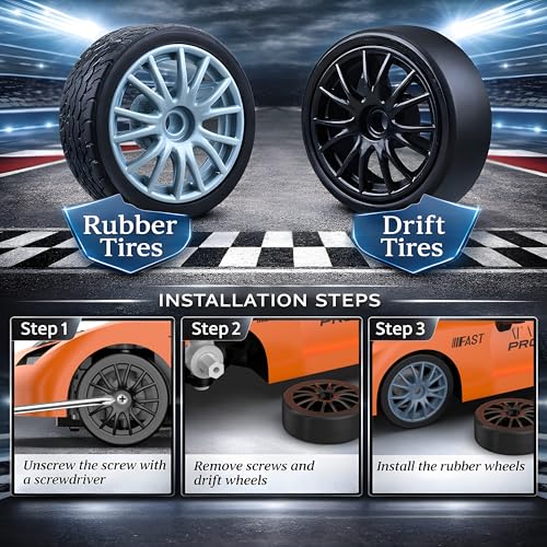 Remote Control Car RC Drift Car 2.4GHz 1:24 Scale 4WD 15KM/H High Speed Model Vehicle with LED Lights Drifting Tire Racing Sport Toy Car for Adults Boys Girls Kids Gift - color: I-orange