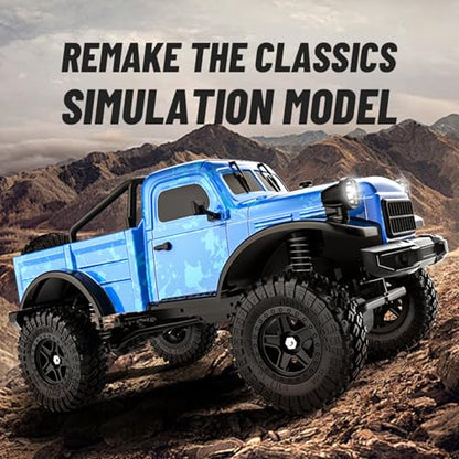 1:18 Scale All Terrain Remote Control Car, 2.4 GHz 4WD RC Rock Crawler with LED Lights, 12KPH Off-Road Pickup Truck Vehicle Toys RTR Gift for Adults - color: Red, size: 1 Battery