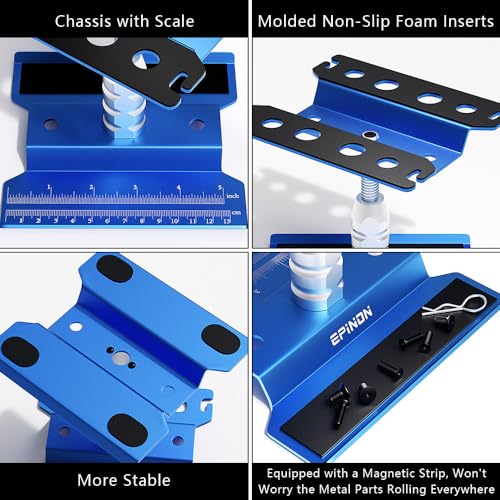 RC Repair Work Stand & 520 Pcs RC Screws Kit for RC Car, BL | 360 Degree Rotation, with RC Screwdrivers and Screws Pallet, 1/8 1/10 1/12 1/16 1/18 RC Crawler Truck Buggy - color: Blue