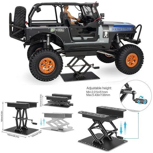 RC Car Stand, Aluminum Liftable Adjustable RC Car Work Stand, Repair & Display RC Stand for Traxxas TRX4 Axial Arrma Redcat Losi 1/8 1/10 1/12 1/14 1/16 1/18 1/24 RC Car (Black) - color: Black