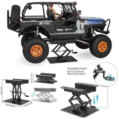 RC Car Stand, Aluminum Liftable Adjustable RC Car Work Stand, Repair & Display RC Stand for Traxxas TRX4 Axial Arrma Redcat Losi 1/8 1/10 1/12 1/14 1/16 1/18 1/24 RC Car (Black) - color: Black