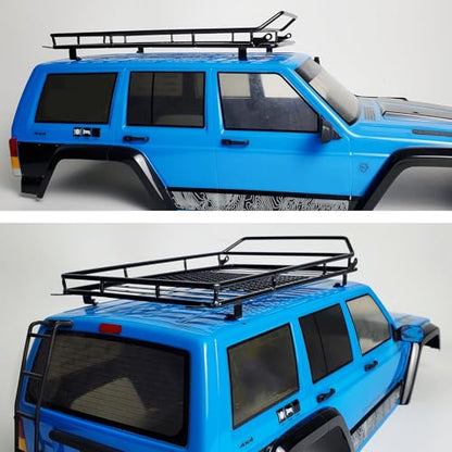 Metal Luggage Carrier Roof Rack 232 * 153mm for 1/10 Axial SCX10 SCX10 II III Wrangler 90046 AXI03007 RC Crawler Car Steel Luggage Tray Roof Rack (Black)