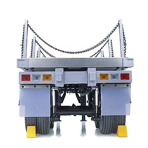 US in Stock, RC Tractor Flatbed Semi Trailer Truck 1/14 2Axle Compatible with DIY Tamiya Construction Vehicle Model