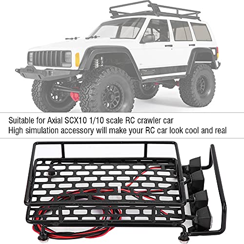 Large Size RC Roof Rack Luggage Carrier with 4 LED Lights, Metal Roof Rack for Axial SCX10 1/10 Scale RC Crawler Car, High Simulation Accessory with Quadrate Lighting (2 red 2 White) - size: 2 red 2 white