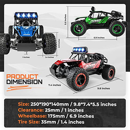 BEZGAR RC Cars for Boys - 1:14 Off Road RC Truck with LED Headlight | 2.4GHz steady wireless signal, shock-absorbing suspension, bright front lamp, fun toy for kids & adult beginners - color: Red