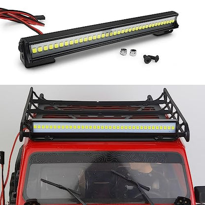 Stainless Steel Roof Luggage Rack with Lights Bar | For 1/10 RC Crawler Car SCX10 III, Upgrades