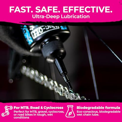 Muc-Off Chain Wet Lube 120ml 2-Pack | Biodegradable Bicycle Chain Lubricant Wet | Reduces Friction & Extends Chain Life | Wax-Based Formula Repels Water | Suitable for MTB & Road Bikes - size: 120mL (Pack of 02)