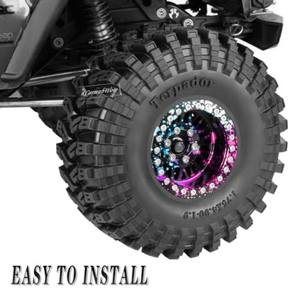 RC 1.9" Beadlock Wheel 1.9 Beadlock Tire for 1/10 SCX10 90046 AX103007 SCX10 II III TRX4 6 Gen7 8 RC Crawler,Alloy 1.9 rc Wheels and Tires Rubber Tires 1.9 Rims w/Wheels Ring,Rainbow - color: Rainbow(4pcs)