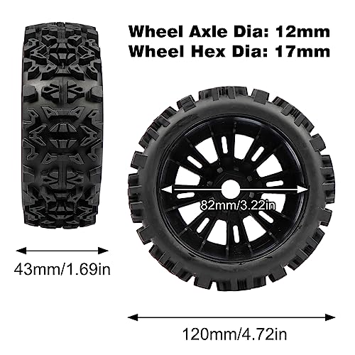 Aimrock 4PCS 1/8 RC Buggy Wheels & Tires 17mm Wheel Hex Pre-glued for Arrma Typhon 6S 3S Talion 6S Team Losi HPI RC Off Road Car