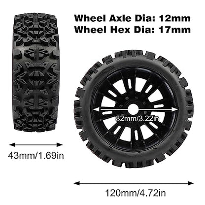Aimrock 4PCS 1/8 RC Buggy Wheels & Tires 17mm Wheel Hex Pre-glued for Arrma Typhon 6S 3S Talion 6S Team Losi HPI RC Off Road Car