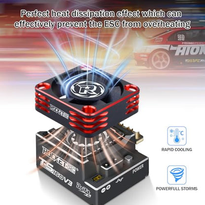 Surpass Hobby RC Cooling Fans 30mm 28000 High RPM RC Motor Fan Only Replacement Fans (Without Motor Heatsink) for 1/8 1/10 1/12 RC Car Truck Buggy Truggy(Black Red) - style: 30mm Black Red