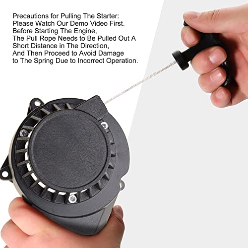 GOOFIT Aluminum Pull Start Recoil Starter with Flywheel and Screws for 2 Stroke 47cc 49cc Pocket Bike Mini Bike Dirt Bike Scooter ATV Quad Motorcycle - color: Black