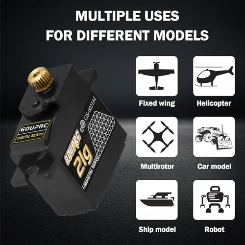 GOUPRC 21G Micro Mini Digital Servo of Metal Gears with 25T Servo Horn for 1/14 1/16 RC Crawler Car Upgrade Servo Parts Model Boat Airplane Robot (2PCS) - style: 21G 2PCS