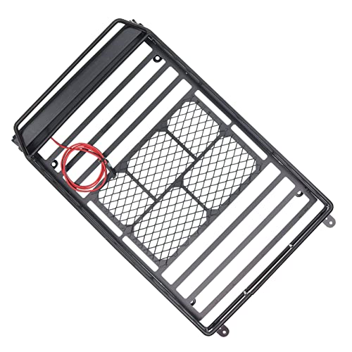 Metal Luggage Carrier Roof Rack with LED Light Bar Compatible with Axial SCX10 Traxxas TRX-4 RC4WD CC01 D90 1/10 RC Crawler Car（245mm X 150mm）