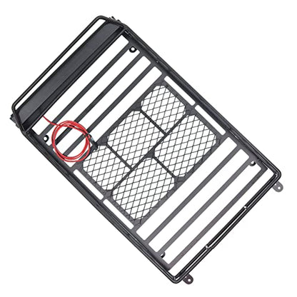 Metal Luggage Carrier Roof Rack with LED Light Bar Compatible with Axial SCX10 Traxxas TRX-4 RC4WD CC01 D90 1/10 RC Crawler Car（245mm X 150mm）