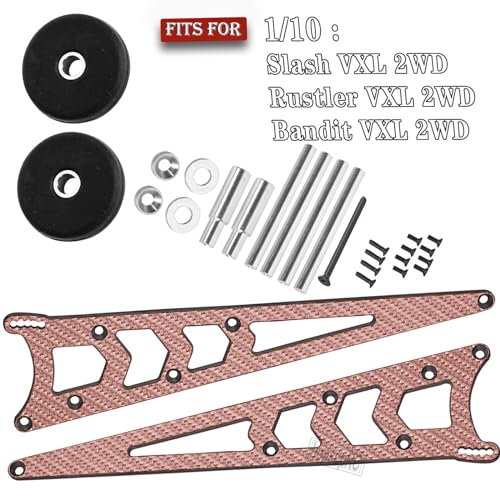 RC Carbon Adjustable Wheelie Bar Kit Tail Wheel Head up Wheel Upgrades Part for 1/10 Slash,Rustler,Bandit,Stampede VXL 2WD,Carbon Adjustable Wheelie Bar w/Mount Hops Up,Red - color: Red（upgrades Part）