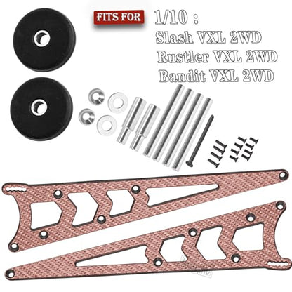 RC Carbon Adjustable Wheelie Bar Kit Tail Wheel Head up Wheel Upgrades Part for 1/10 Slash,Rustler,Bandit,Stampede VXL 2WD,Carbon Adjustable Wheelie Bar w/Mount Hops Up,Red - color: Red（upgrades Part）
