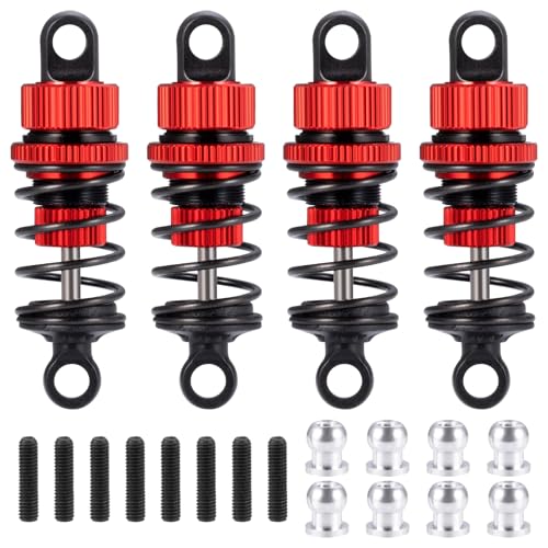 Aluminum RC Front & Rear Oil Filled Shock Absorber 50mm/52mm Adjustable Damper Set Compatible with Tamiya M03 M04 M05 M06 1:10 On Road Car Upgrades Replace Parts (Red, 52mm) - color: Red, size: 52mm