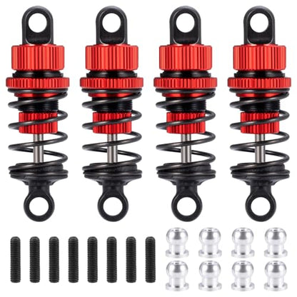 Aluminum RC Front & Rear Oil Filled Shock Absorber 50mm/52mm Adjustable Damper Set Compatible with Tamiya M03 M04 M05 M06 1:10 On Road Car Upgrades Replace Parts (Red, 52mm) - color: Red, size: 52mm