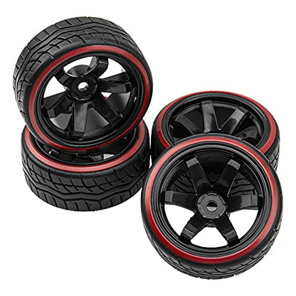 Hard Plastic Wheel Rims & Plastic Tires 12mm Hex Compatible with Traxxas HSP Tamiya Kyosho Himoto 1/10 RC Drift Car (Style 1)
