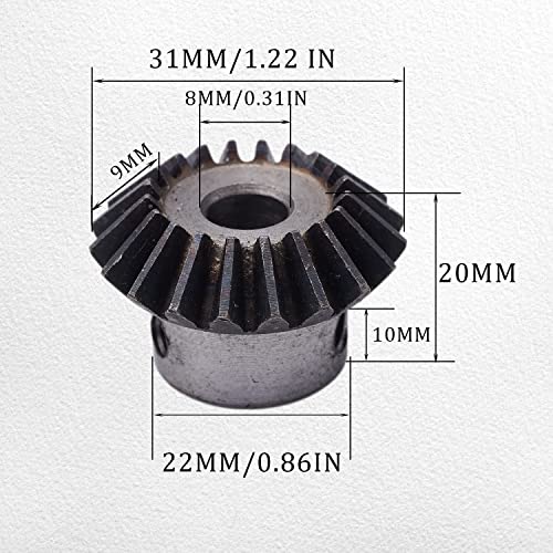 2Pcs Bevel Gear Tapered Bevel Pinion Gear Bevel Gears 1.5 Module for Hardware Mechanical Rotation (20T 8mm Hole) - size: 20T 8mm Hole