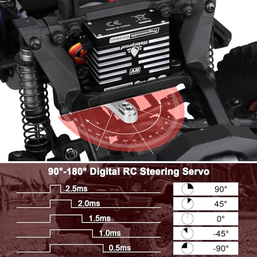 HobbyPark Waterproof 828oz-in 60KG High Torque Servo Coreless Motor 8.4V HV Servo Metal Gears Digital Servo Programmable for 1/8 1/10 1/12 RC Crawler RC Truck RC Cars Buggy Robotic Control Angle 180°