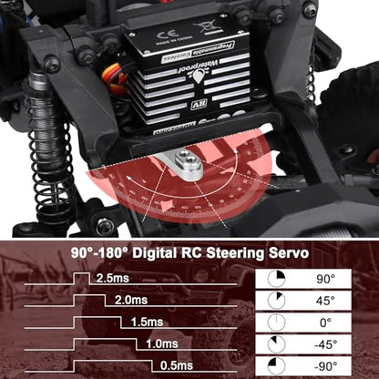 HobbyPark Waterproof 828oz-in 60KG High Torque Servo Coreless Motor 8.4V HV Servo Metal Gears Digital Servo Programmable for 1/8 1/10 1/12 RC Crawler RC Truck RC Cars Buggy Robotic Control Angle 180°