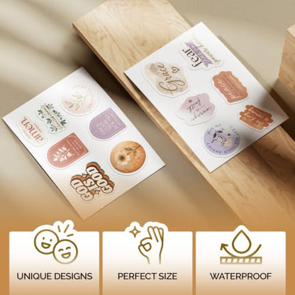Premium 200 Pcs Christian Stickers, Faith-Based Waterproof Vinyl | 200 Unique Designs Bible Verse & Faith-Based Sticker for Laptops, Journals, Tumblers, Scrapbooks Church Gifts, Teens & Adults - color: Christian Stickers, size: 200 Pcs