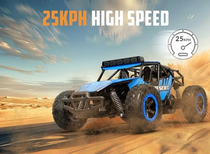 RACENT Remote Control Cars for Adults - 1:16 Scale 20kph Fast RC Truck All Terrain Off-Road Monster Truck for Adults with 2 Rechargeable Batteries (Blue) - color: Blue