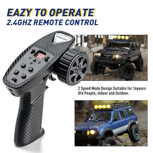 FMS FCX18S 1/18 Land Cruiser LC80 S Toyota RC Rock Crawler RTR 4x4 Off-Road Waterproof RC Trucks All Terrains RC Car with 45min Play time,2 Speed transmission,LED Lights for Adults and Beginner(YL) - color: Yellow