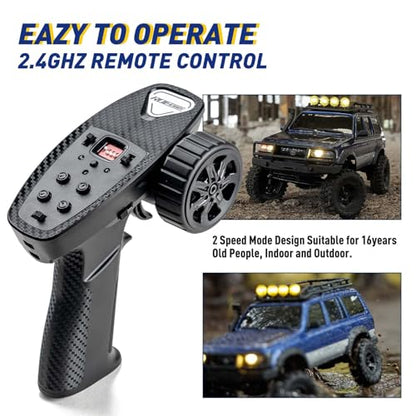 FMS FCX18S 1/18 Land Cruiser LC80 S Toyota RC Rock Crawler RTR 4x4 Off-Road Waterproof RC Trucks All Terrains RC Car with 45min Play time,2 Speed transmission,LED Lights for Adults and Beginner(YL) - color: Yellow