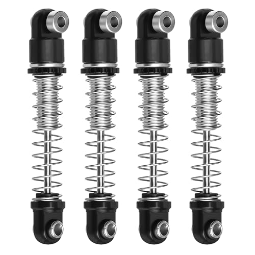 25mm Aluminum RC Shock Absorber Set, 4PCS CNC Threaded Suspension Upgrade, Replacement for 1/30 Axial SCX30 Crawler Car Ford Bronco, Jeep Wrangler, Chevrolet K10, Black - color: Black