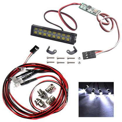 4Leds LED Light Headlights Taillight Kit Accessories & 16LEDs RC Crawler Car LED Light Bar Roof Lamp Simulation Spotlight Kit 5-8.4V