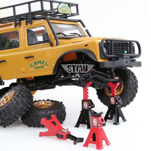 4pcs 1/24 RC Scale Metal Mini Toy Jack Stands for Simulation Compatible with 1/18 and 1/24 RC Crawler Cars SCX24, AX24, TRX4M, FCX24 (Black) - color: Black
