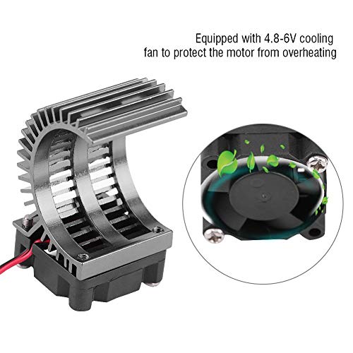 Dilwe Motor Heat Sink Heat Sink with Cooling Fan for 1/10 Scale Electric RC Car 540/550 Motor(Black)