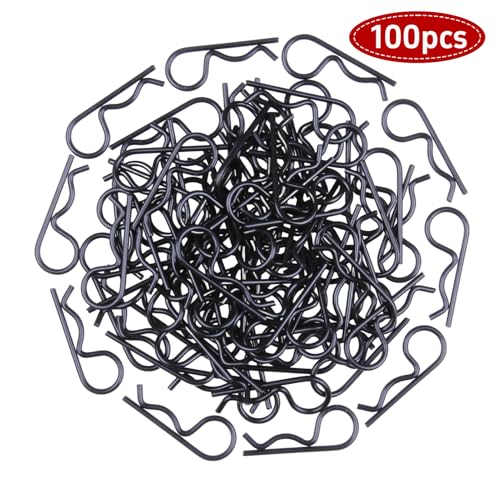 100PCS Universal RC Body Clips Pins for All 1/10 1/12 Scale Traxxas Redcat Axial SCX10 Losi HPI Himoto HSP Exceed RC Car Parts Truck Buggy Shell Replacement (Black) - color: Black